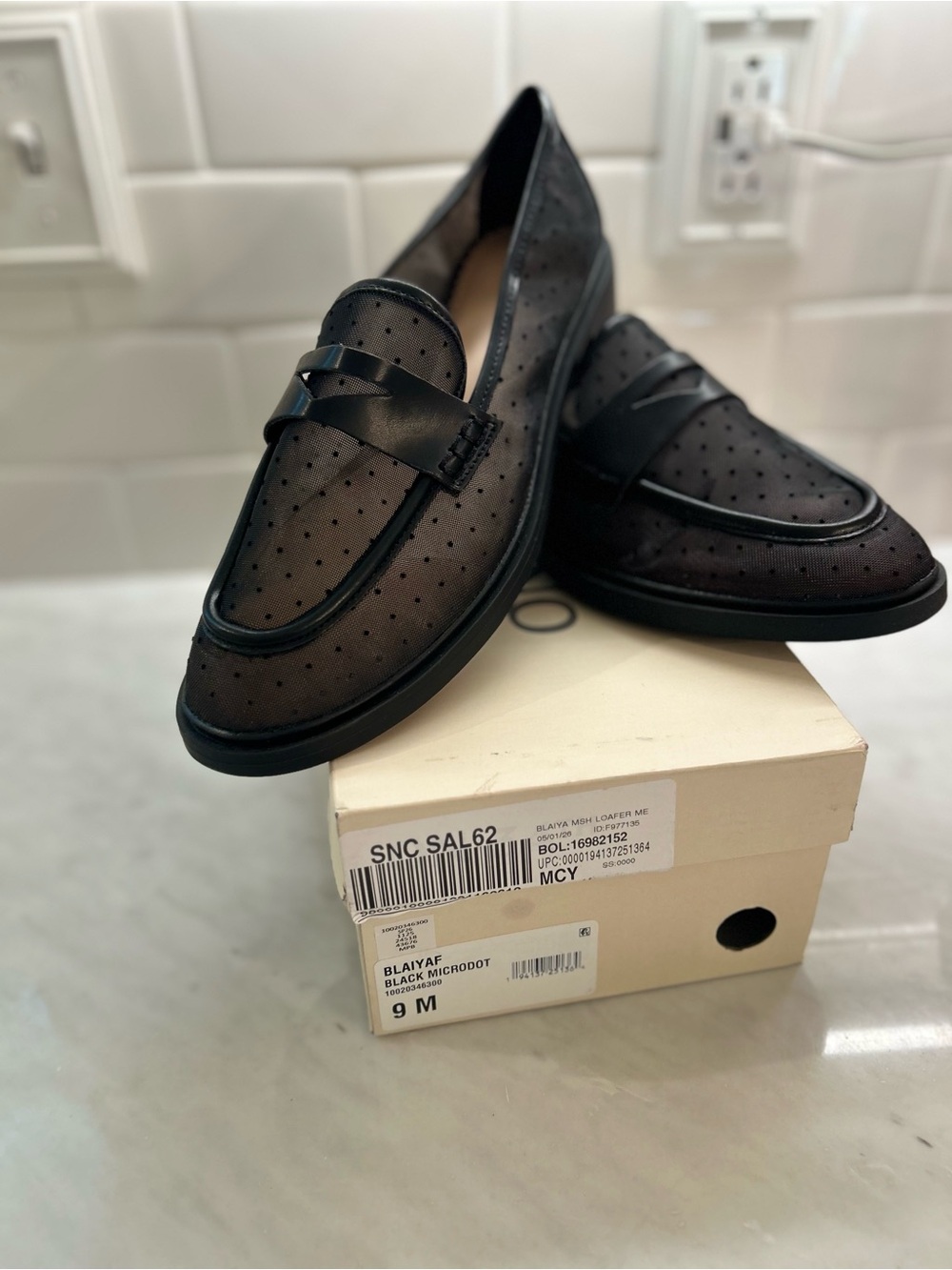 Women's Black Microdot Penny Loafers